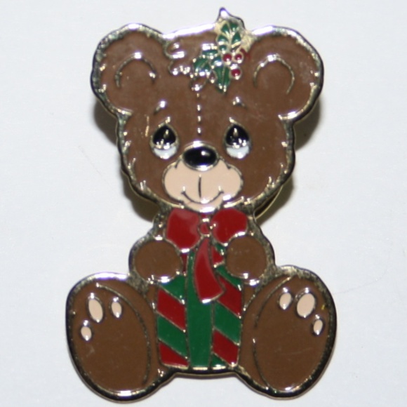 Vintage Jewelry - Precious Moments Christmas Teddy bear brooch